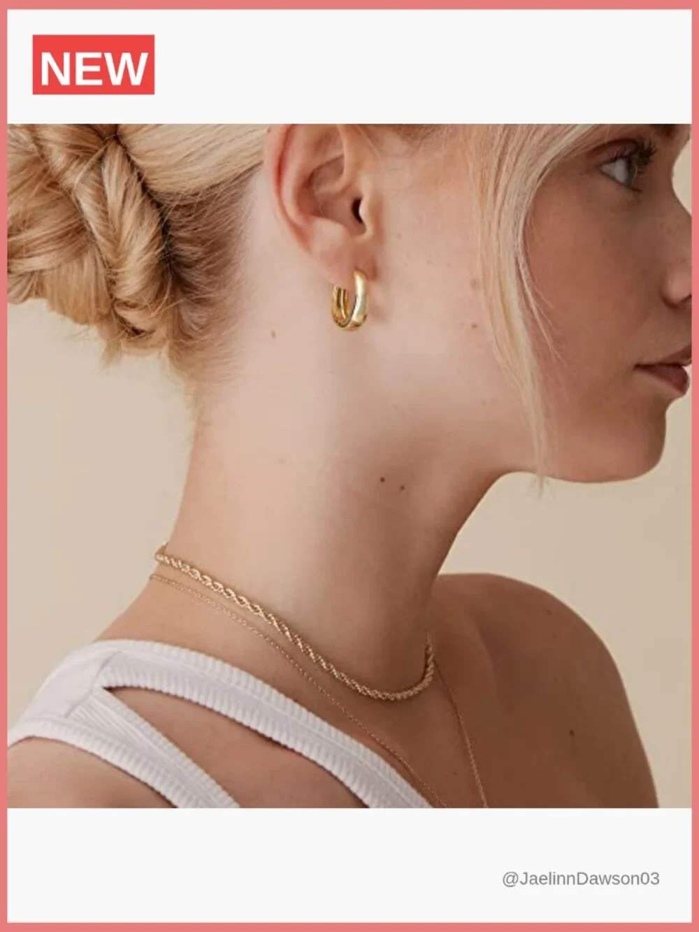 14K Gold Plated Chunky Hoop Earrings - Lightweight, Hypoallergenic